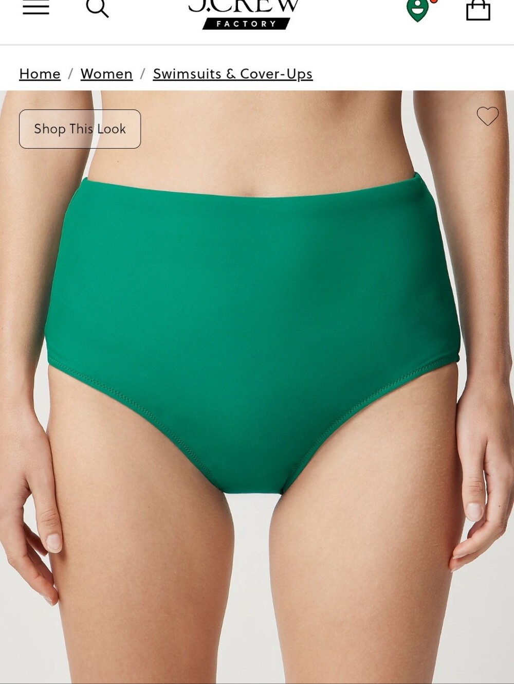J. Crew Factory Solid Emerald High-Waist Bikini Bottoms- NWT - SIZE L